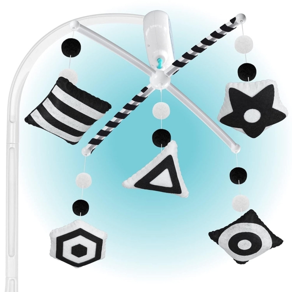 High-Contrast Geometric Montessori Rotating Mobile with Lullabies (Arm Included)